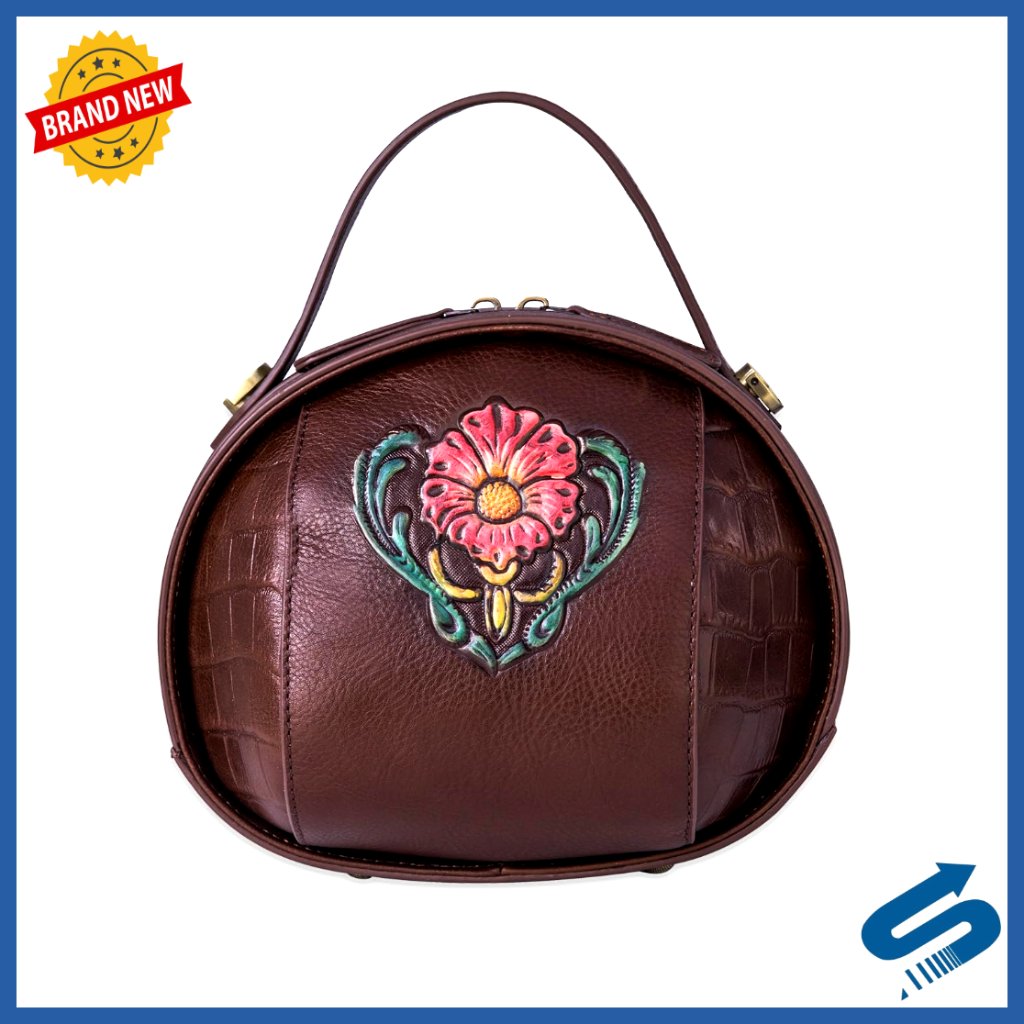 Genuine Leather Crossbody Bag With Top Handle, Structured Small Purse